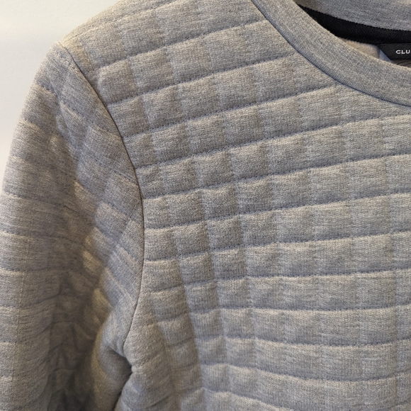 Club Monaco light GREY quilted sweater Sz Small - Picture 2 of 9
